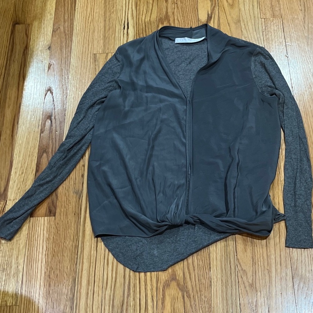 Lola & Sophie Women Gray Long Sleeve Blouse M